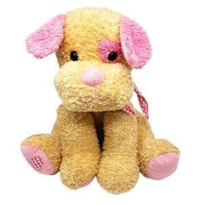 Animal Adventure 13" Puppy Dog Pink Heart with Gingham Scarf Bandana 2017